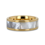 GRACE Gold-Plated Tungsten Wedding Band with White Abalone Inlay