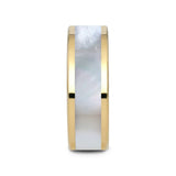 GRACE Gold-Plated Tungsten Wedding Band with White Abalone Inlay