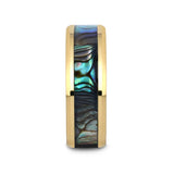 SHORELINE Gold-Plated Tungsten Wedding Band with Mother of Pearl Inlay