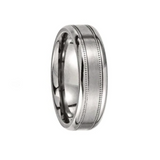 ROMEO Flat Brushed Milgrain Titanium Ring