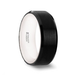 SIGMA Black Tungsten Brushed Center Men’s Wedding Band with Polished Beveled Edges & White Interior