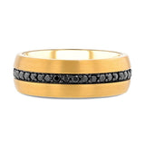 Auryn Gold Plated Tungsten Ring with Black Sapphires