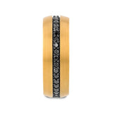 Auryn Gold Plated Tungsten Ring with Black Sapphires