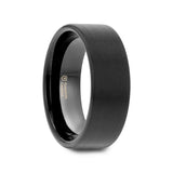 SAN ANTONIO Flat Black Tungsten Carbide Ring with Brushed Finish