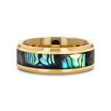 SHORELINE Gold-Plated Tungsten Wedding Band with Mother of Pearl Inlay
