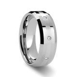 NEWPORT Beveled Tungsten Diamond Carbide Ring with Platinum Inlay