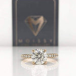 Aaliyah ~ 18Kr 7.5Mm Round Moissanite Diamond Hidden Halo And Band - Ring