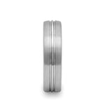 Boss Rounded Brushed Center Groove Tungsten Carbide Ring - Mens Rings