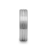 Boss Rounded Brushed Center Groove Tungsten Carbide Ring - Mens Rings