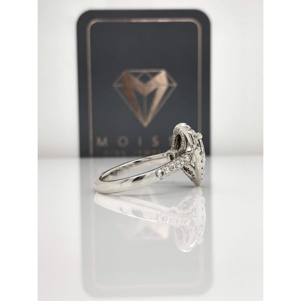 Collette ~ 14Kw 10X7Mm Pear Moissanite Diamond Double Halo And Band - Ring