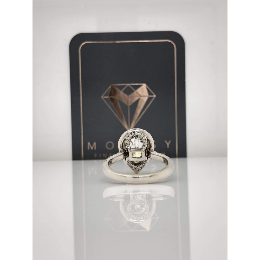 Collette ~ 14Kw 10X7Mm Pear Moissanite Diamond Double Halo And Band - Ring