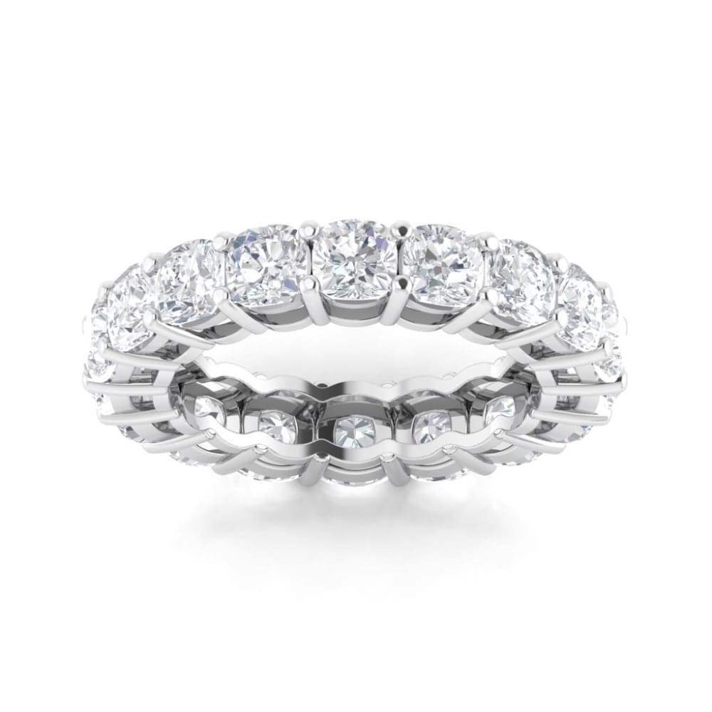 Ebm013 ~ Moissanite ~5.40Ct Cushion Eternity White Gold - Bands
