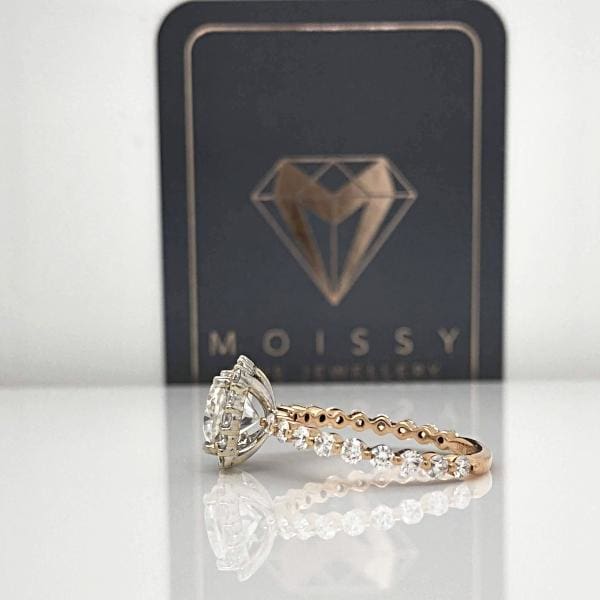 Eternal Collection ~ Courtney ~ 18Krw 7Mm Cushion Moissanite Diamond Band And Halo - Ring