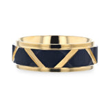 FLEMING Yellow Gold Plated Flat Polished Step Edged Titanium