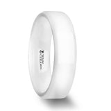 GLACIER White Ceramic Wedding Band with Beveled Edges and Polished Finish