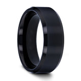 INFINITY Black Tungsten Ring with Beveled Edges