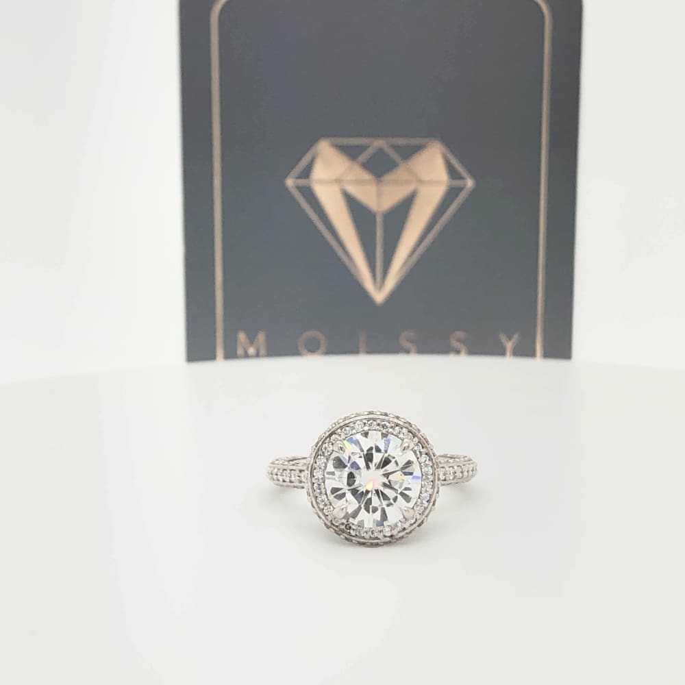 Kendall ~ 14Kw 8.0Mm Round Moisssanite Diamond Halo And Band - Ring