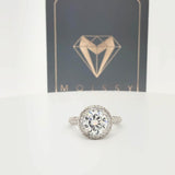 Kendall ~ 14Kw 8.0Mm Round Moisssanite Diamond Halo And Band - Ring