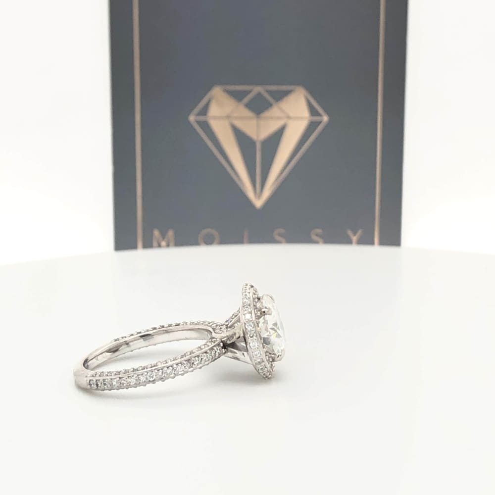 Kendall ~ 14Kw 8.0Mm Round Moisssanite Diamond Halo And Band - Ring