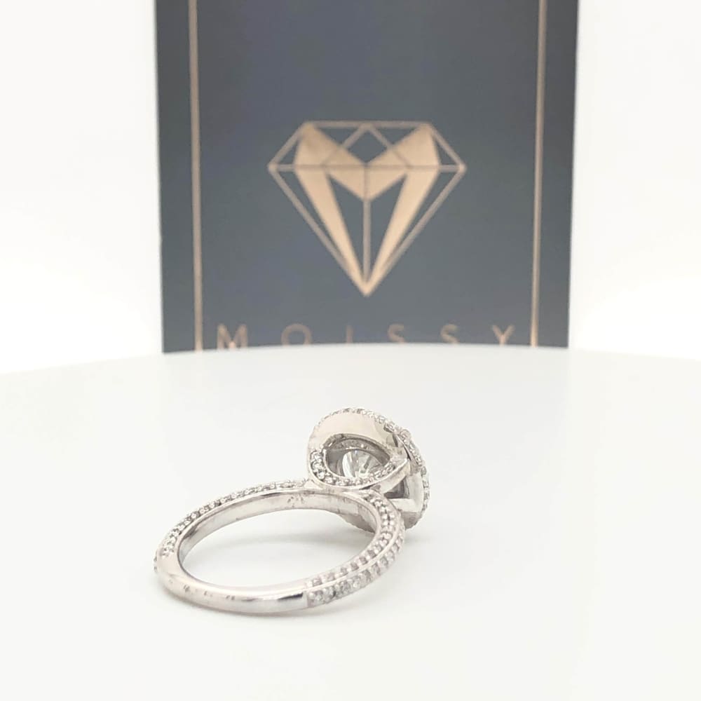 Kendall ~ 14Kw 8.0Mm Round Moisssanite Diamond Halo And Band - Ring