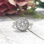 Kendall ~ 14Kw 8.0Mm Round Moisssanite Diamond Halo And Band - Ring