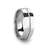 LYON Braided Silver Inlay Domed Tungsten Ring