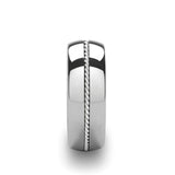 LYON Braided Silver Inlay Domed Tungsten Ring