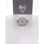 Nadia - 9X8Mm Elongated Cushion Moissanite Diamond Halo And Band - Ring