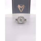 Nadia - 9X8Mm Elongated Cushion Moissanite Diamond Halo And Band - Ring