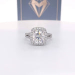 Nadia - 9X8Mm Elongated Cushion Moissanite Diamond Halo And Band - Ring