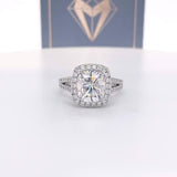 Nadia - 9X8Mm Elongated Cushion Moissanite Diamond Halo And Band - Ring