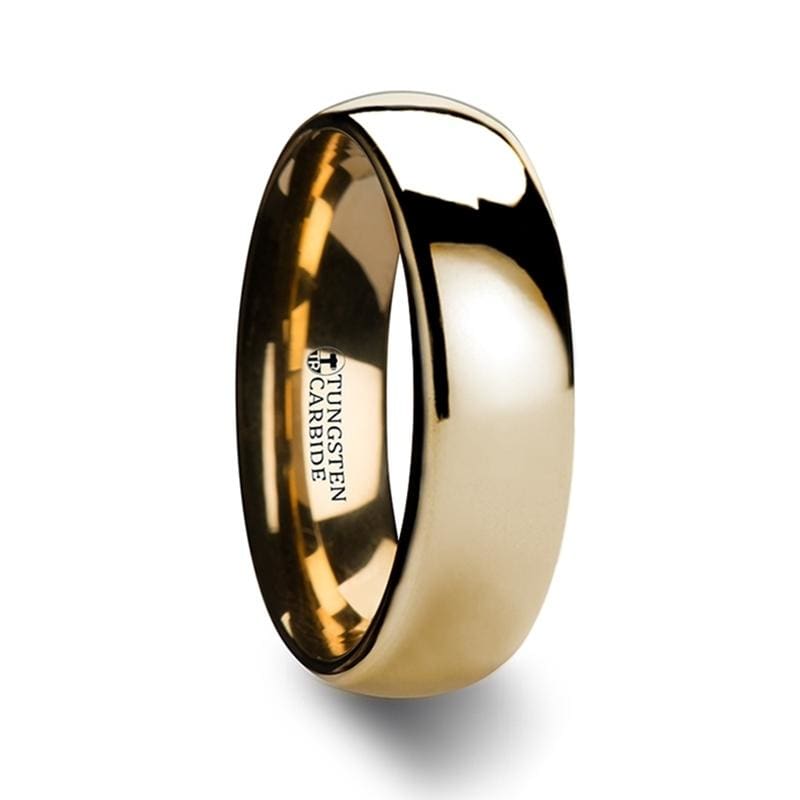 Oro Domed Gold Tungsten Wedding Ring - Mens Rings
