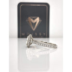 Savannah ~ 18Kw 7.5Mm Cushion Charles & Colvard Moissanite Diamond Halo And Band - Ring