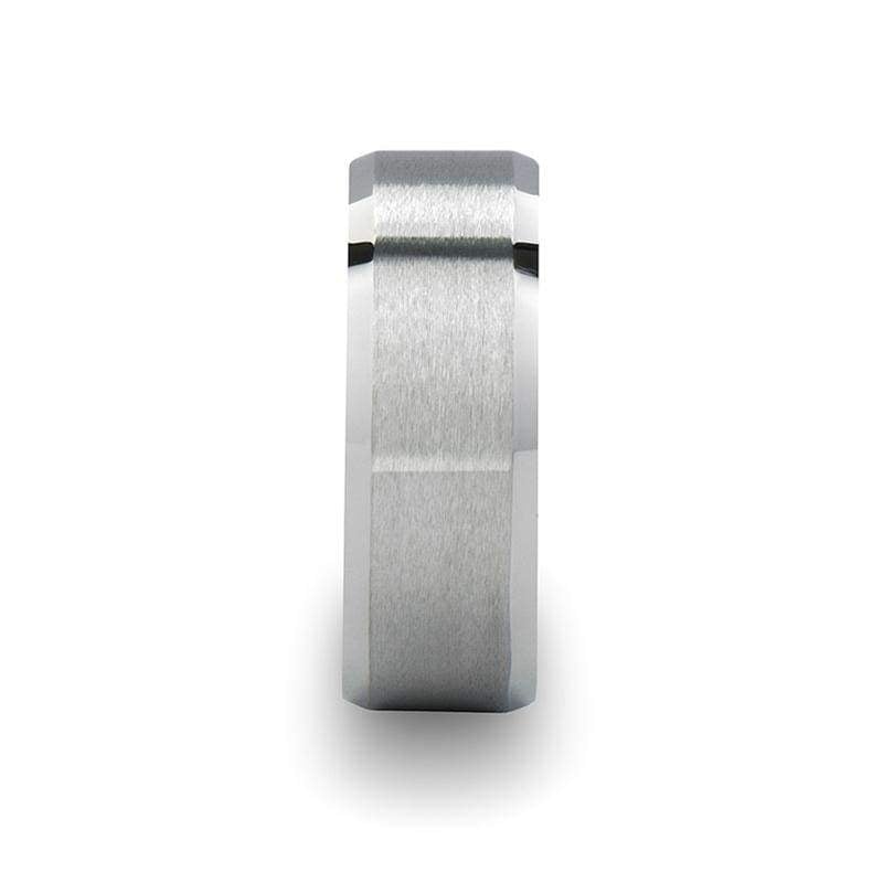 Sterling Square Shape White Tungsten Carbide Ring - Mens Rings