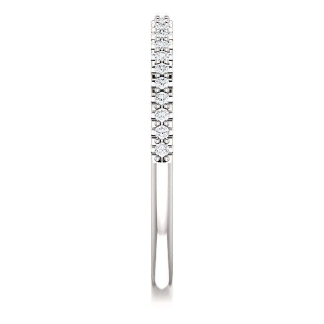 Wb066 ~ Diamond ~ .27Ct Round White Gold Wedding Band - Bands