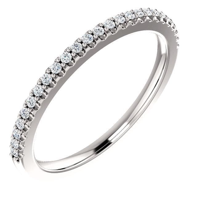 Wb066 ~ Diamond ~ .27Ct Round White Gold Wedding Band - Bands