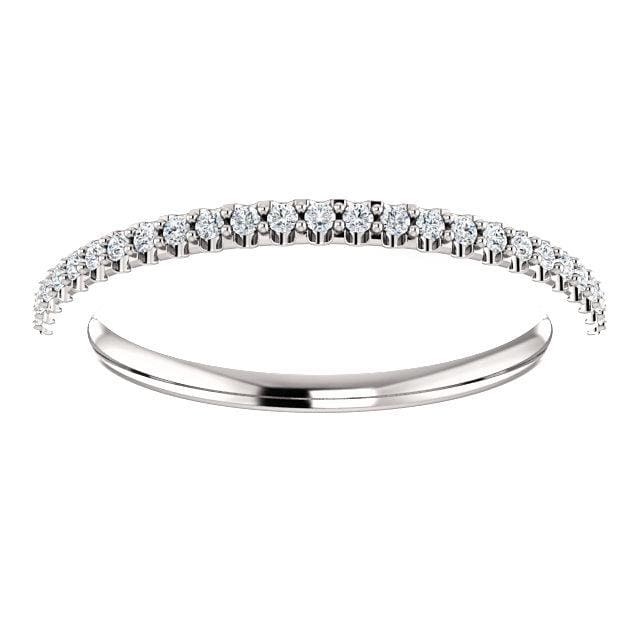 Wb066 ~ Diamond ~ .27Ct Round White Gold Wedding Band - Bands