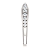 Wb070 ~ Diamond ~ .25Ct Round White Gold Pinched Wedding Band - Bands