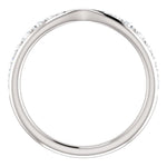 Wb070 ~ Diamond ~ .25Ct Round White Gold Pinched Wedding Band - Bands