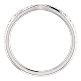 Wb070 ~ Diamond ~ .25Ct Round White Gold Pinched Wedding Band - Bands