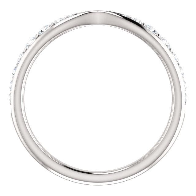 Wb070 ~ Diamond ~ .25Ct Round White Gold Pinched Wedding Band - Bands