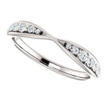Wb070 ~ Diamond ~ .25Ct Round White Gold Pinched Wedding Band - Bands