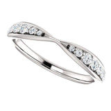 Wb070 ~ Diamond ~ .25Ct Round White Gold Pinched Wedding Band - Bands