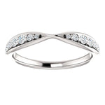 Wb070 ~ Diamond ~ .25Ct Round White Gold Pinched Wedding Band - Bands