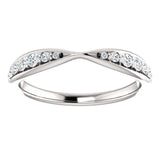Wb070 ~ Diamond ~ .25Ct Round White Gold Pinched Wedding Band - Bands