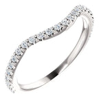 Wbm096 ~ Moissanite ~ 0.19Ct White Gold Curved Wedding Band - Bands