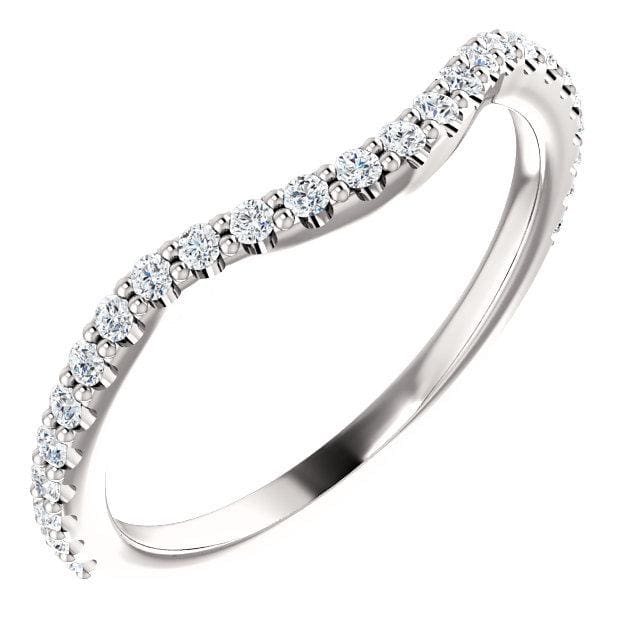 Wbm096 ~ Moissanite ~ 0.19Ct White Gold Curved Wedding Band - Bands
