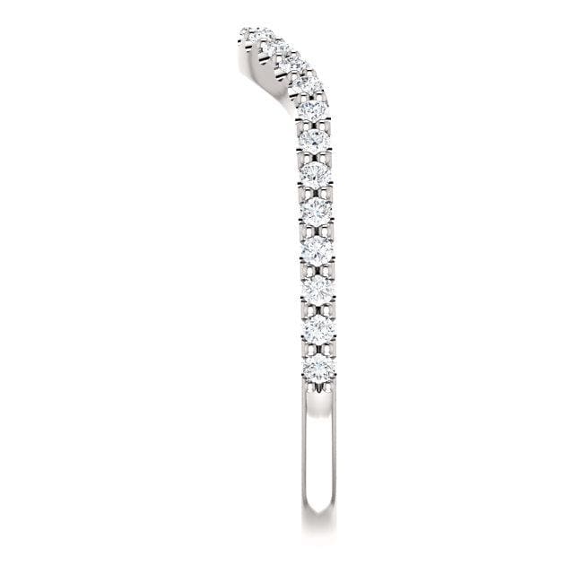 Wbm096 ~ Moissanite ~ 0.19Ct White Gold Curved Wedding Band - Bands