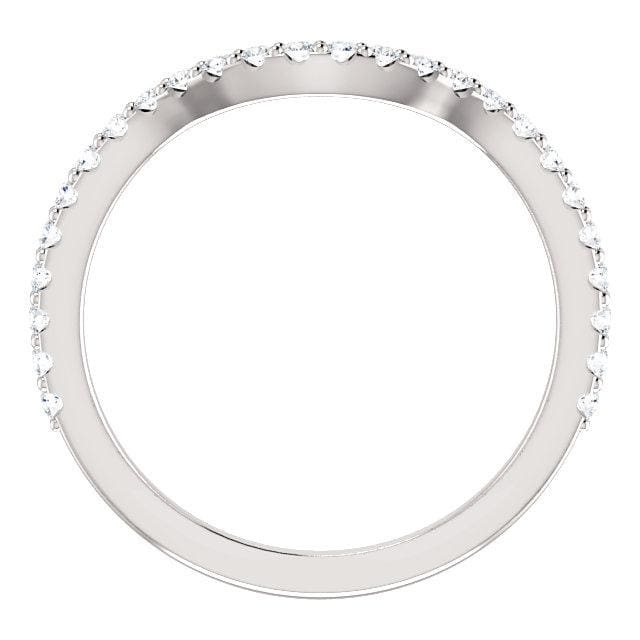 Wbm096 ~ Moissanite ~ 0.19Ct White Gold Curved Wedding Band - Bands